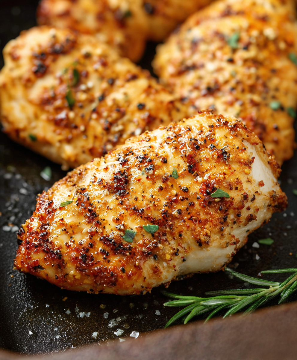 Close up of sliced parmesan mayo chicken on a plate
