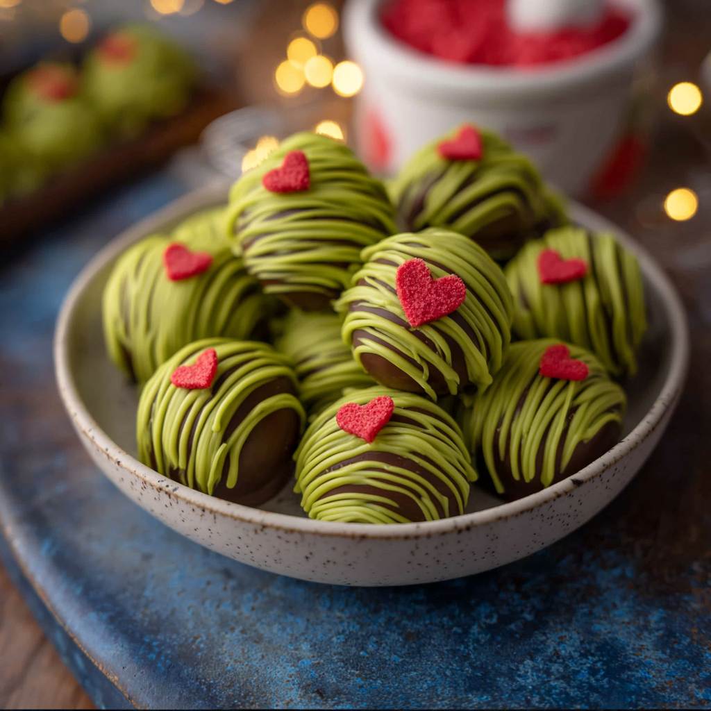No-Bake Grinch Oreo Truffles