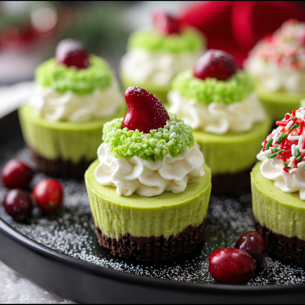 Grinch Mini Cheesecakes