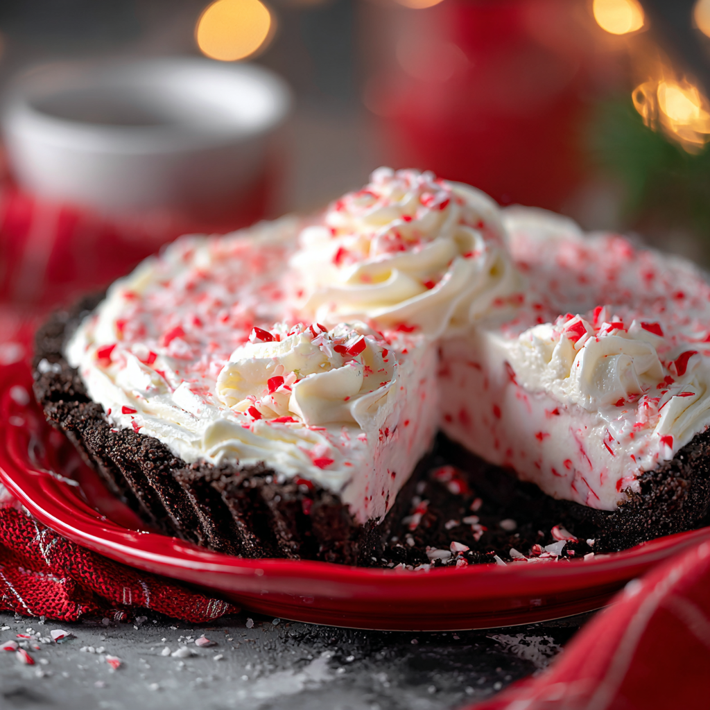 No bake peppermint pie on a table