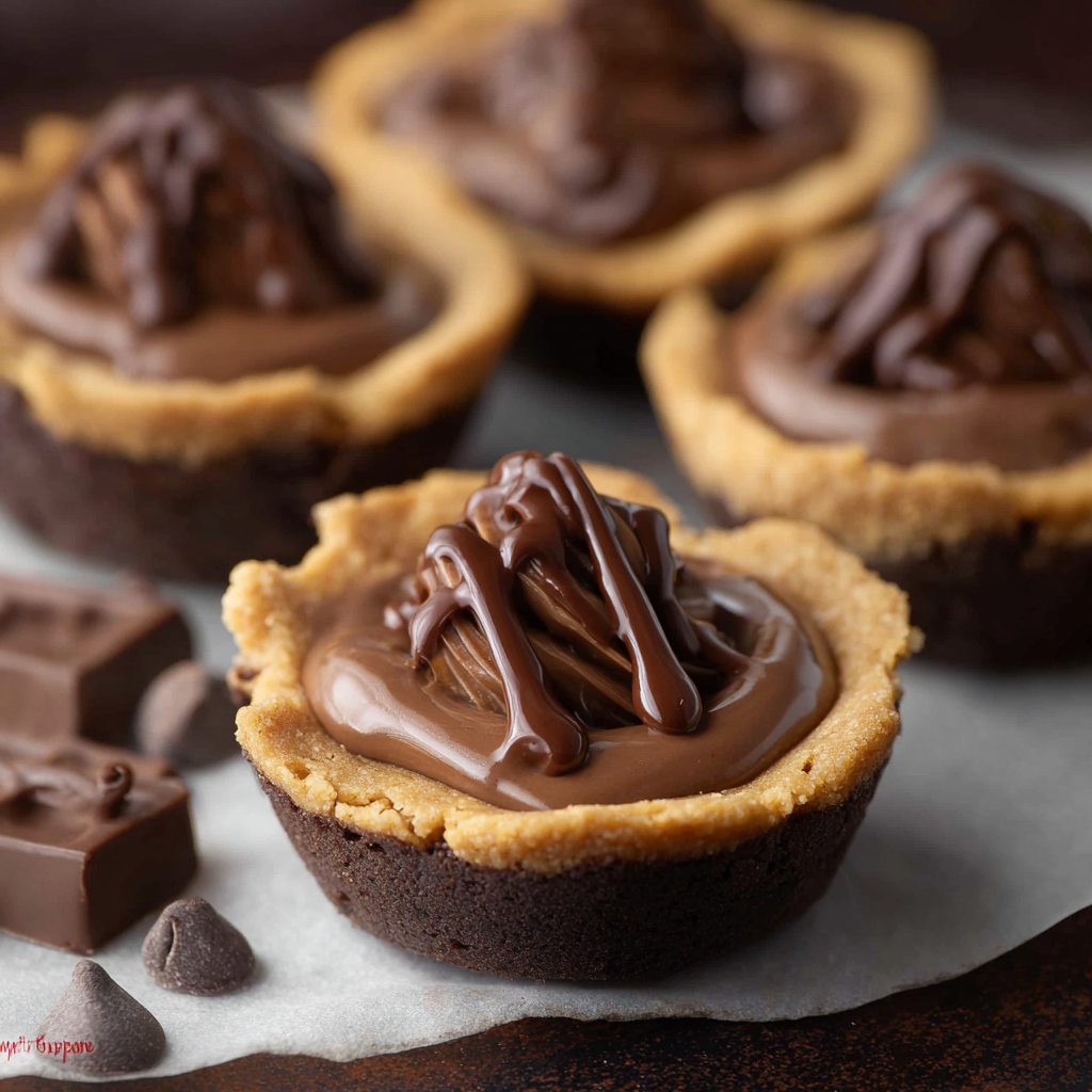 Two stacked Fudge Puddles with glossy chocolate tops