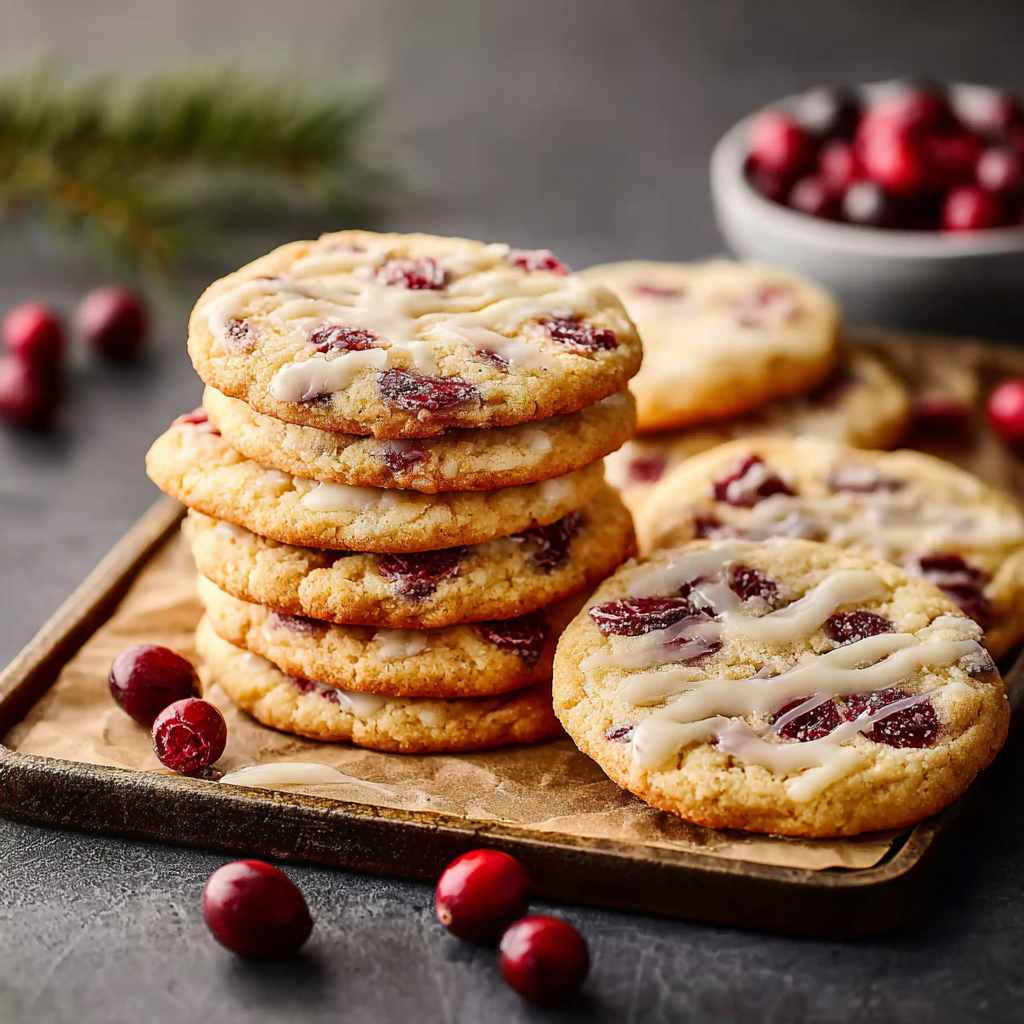 Cranberry orange cookies on a cooling rack