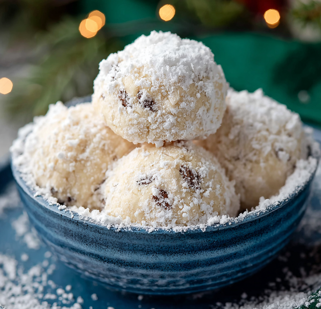 Baked snowball cookies cooling on rack