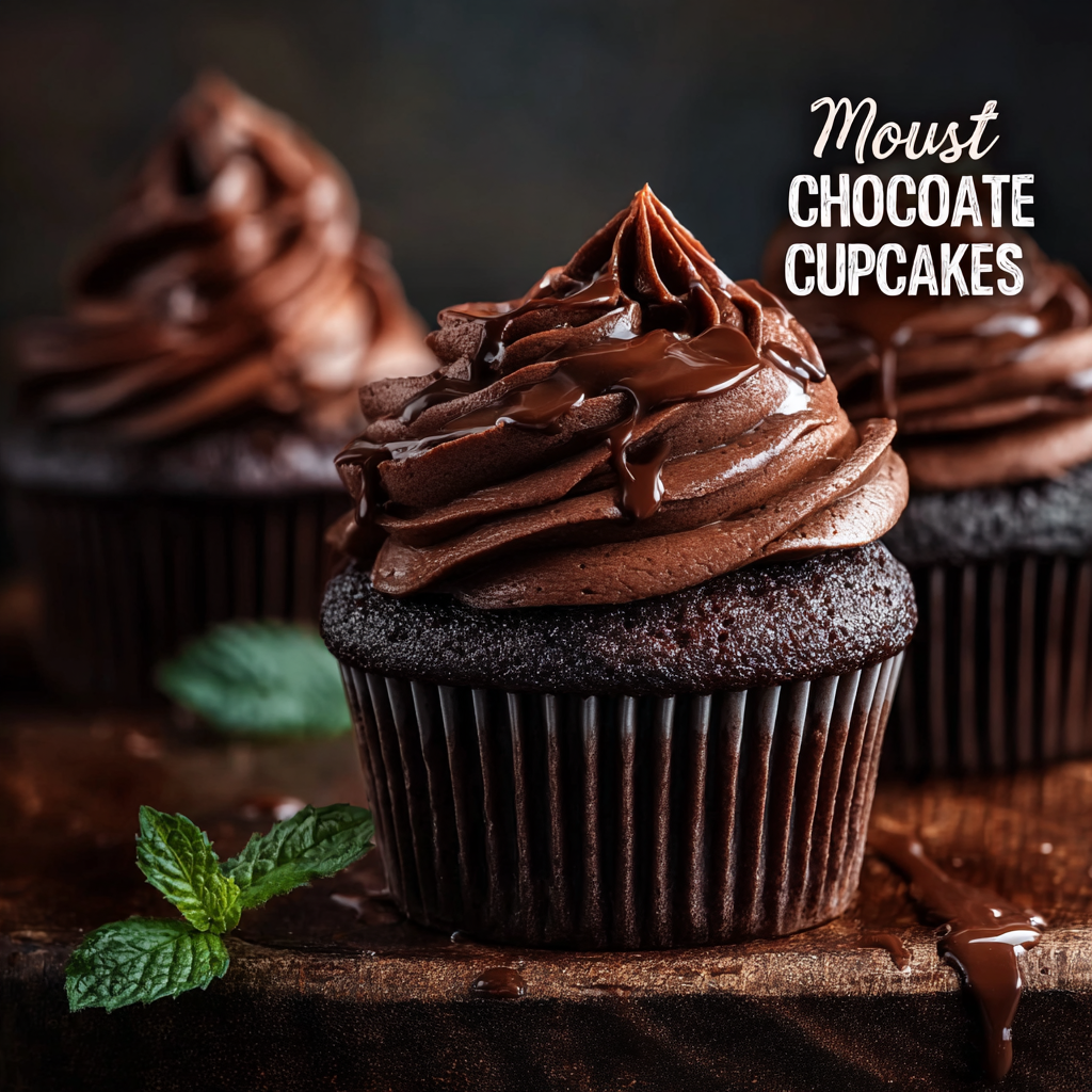 Chocolate cupcakes cooling on a rack