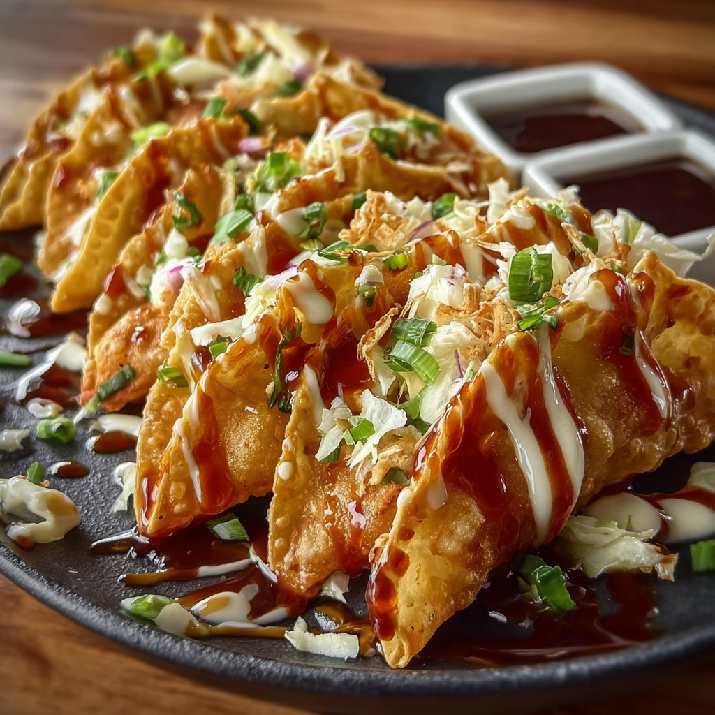 Wonton wrappers and prepared slaw