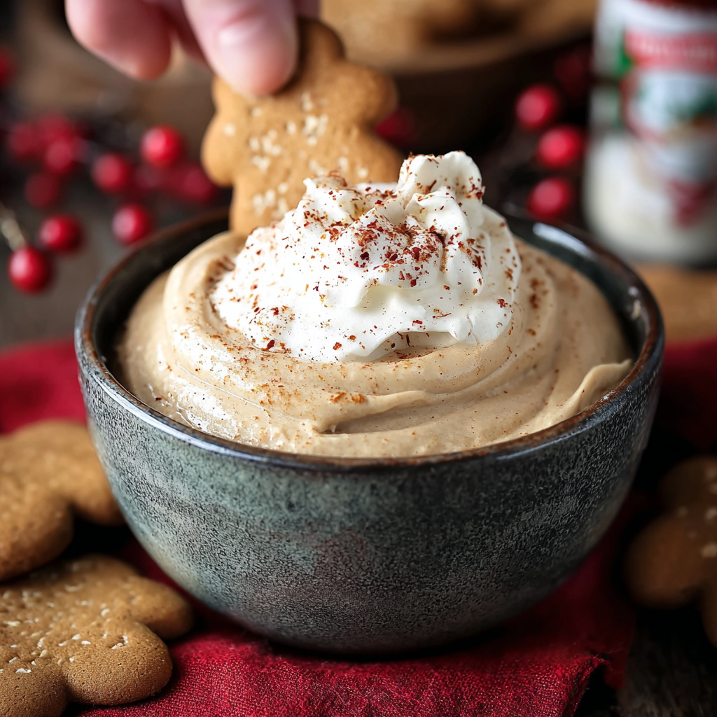 Gingerbread dip served with festive dippers