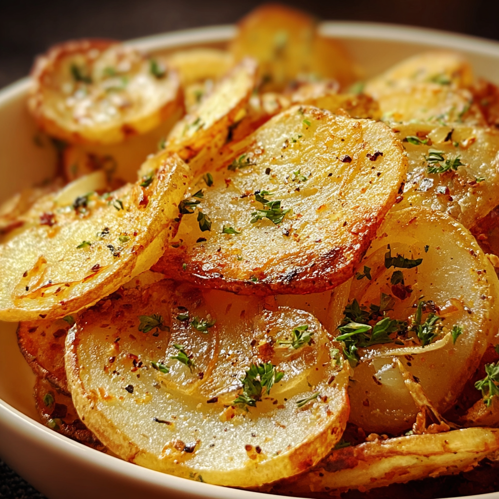 Served potatoes garnished with parsley