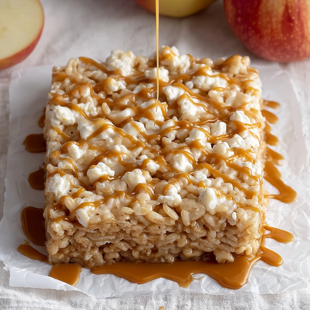 Apple Pie Rice Krispie Treats close up