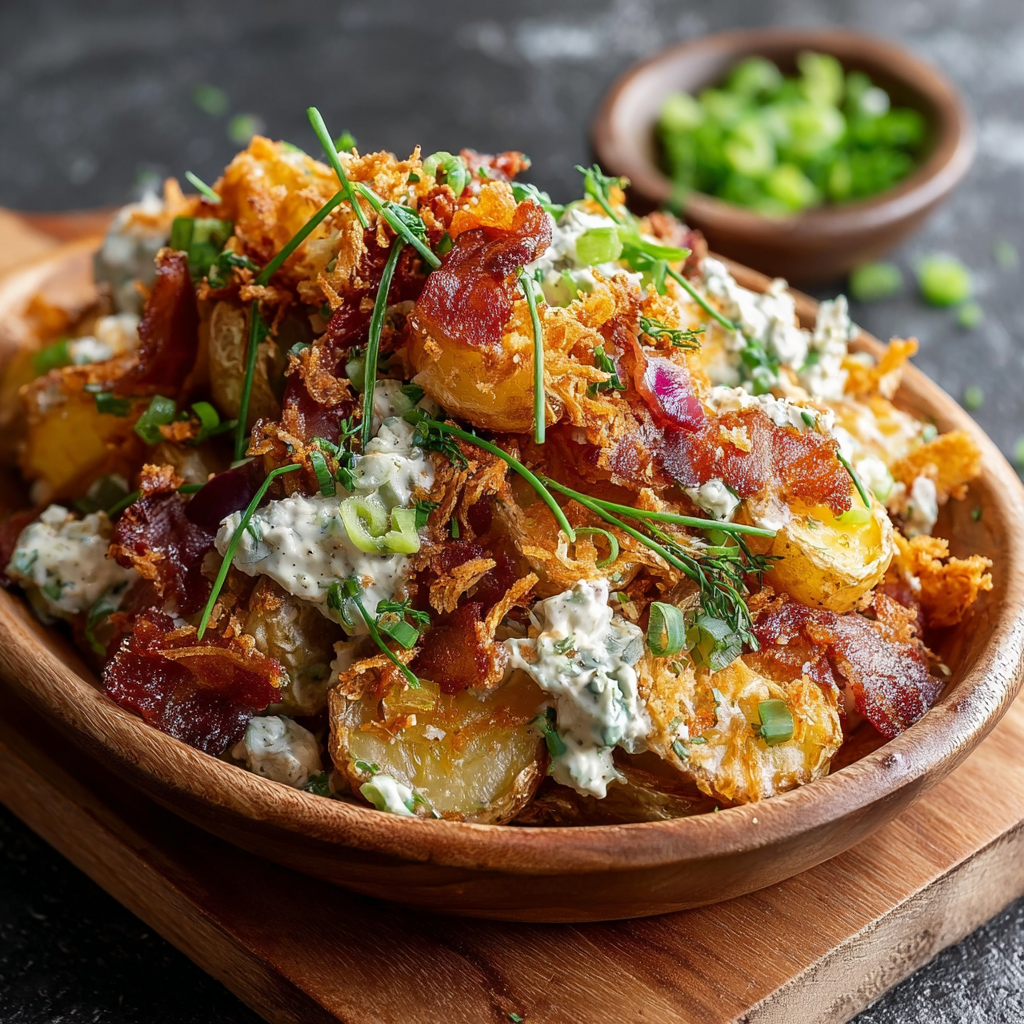 Crispy smashed potatoes on a baking sheet
