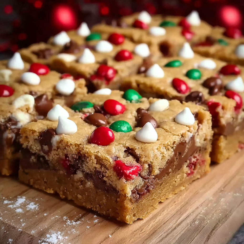 Tray of Christmas Cookie Bars fresh from the oven