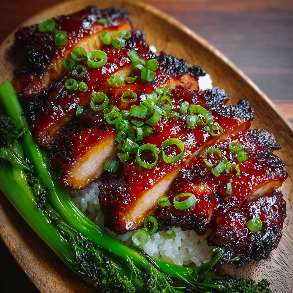 Char Siu Chicken searing in skillet