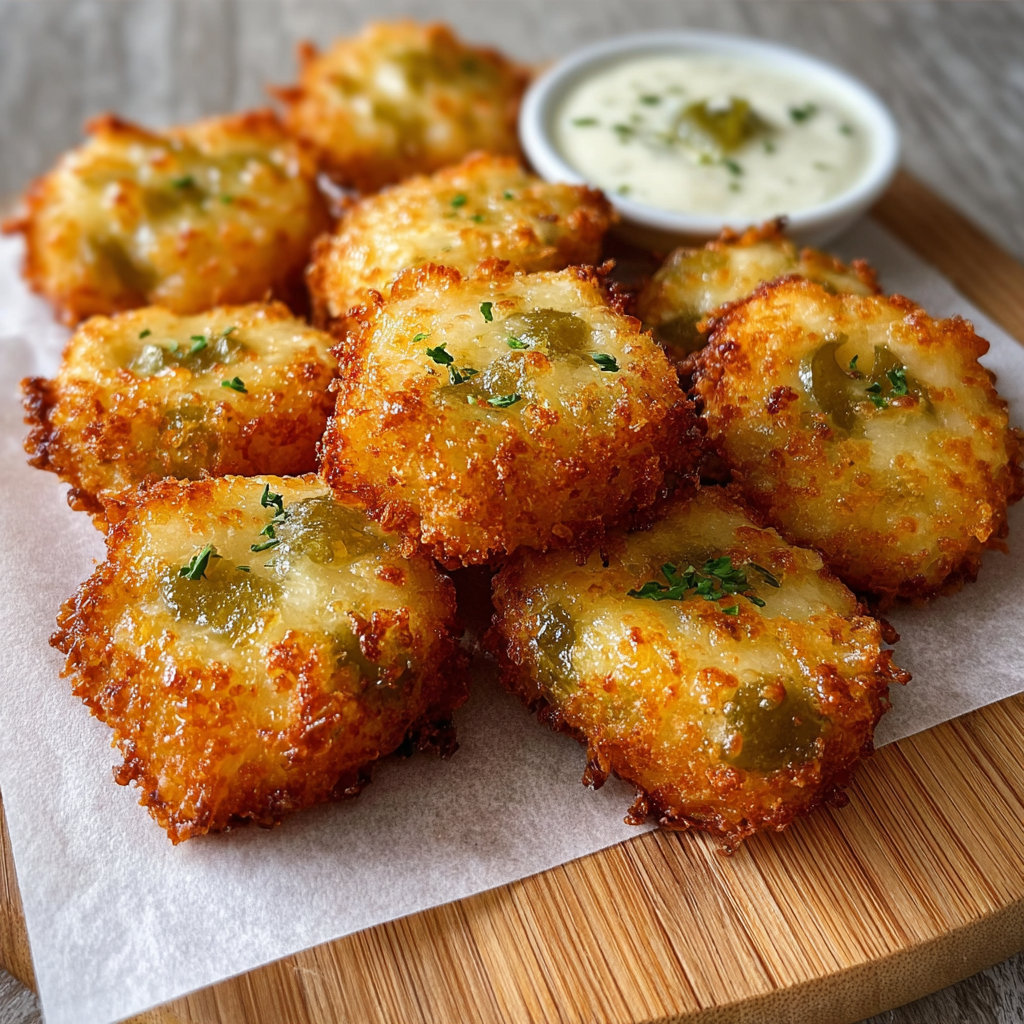Tray of golden crispy cheese bites cooling on a baking sheet
