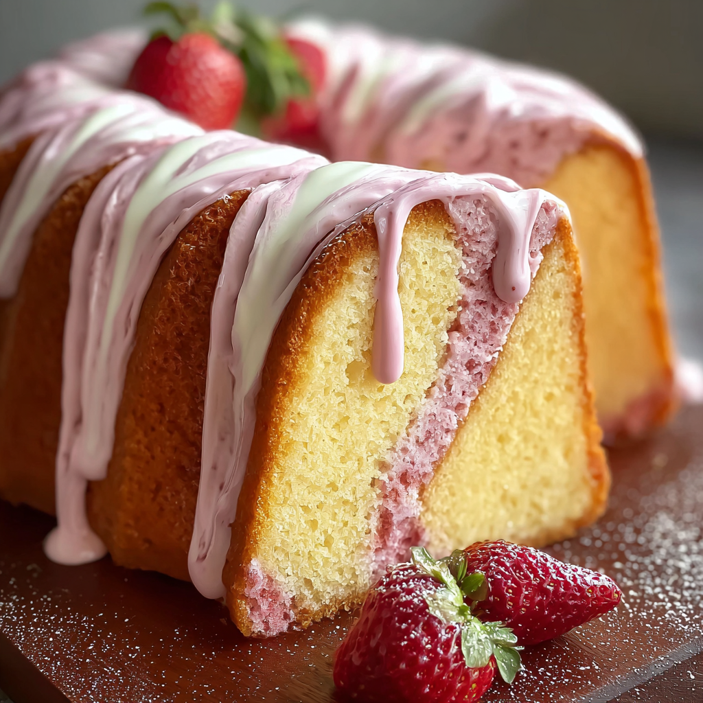 Strawberry swirl pound cake whole