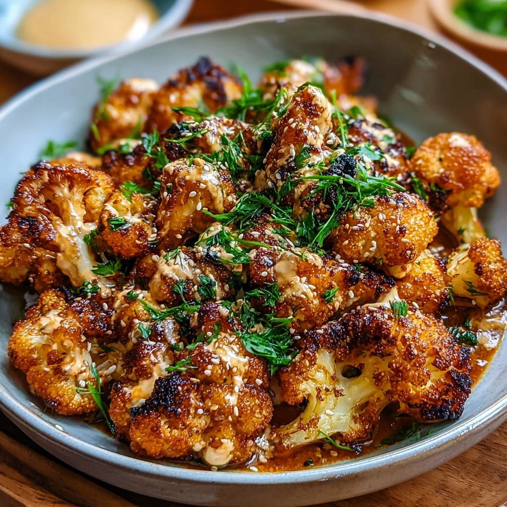 Roasted Moroccan cauliflower with tahini and honey