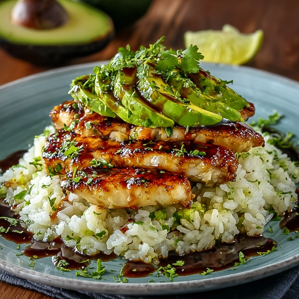 Avocado rice and lime wedges
