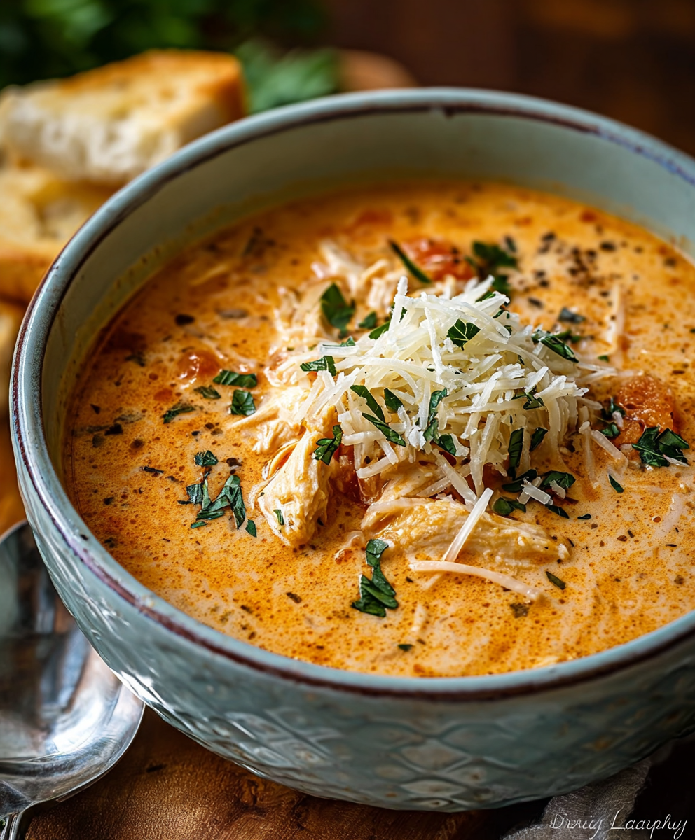 Crock Pot Creamy Chicken Parmesan Soup