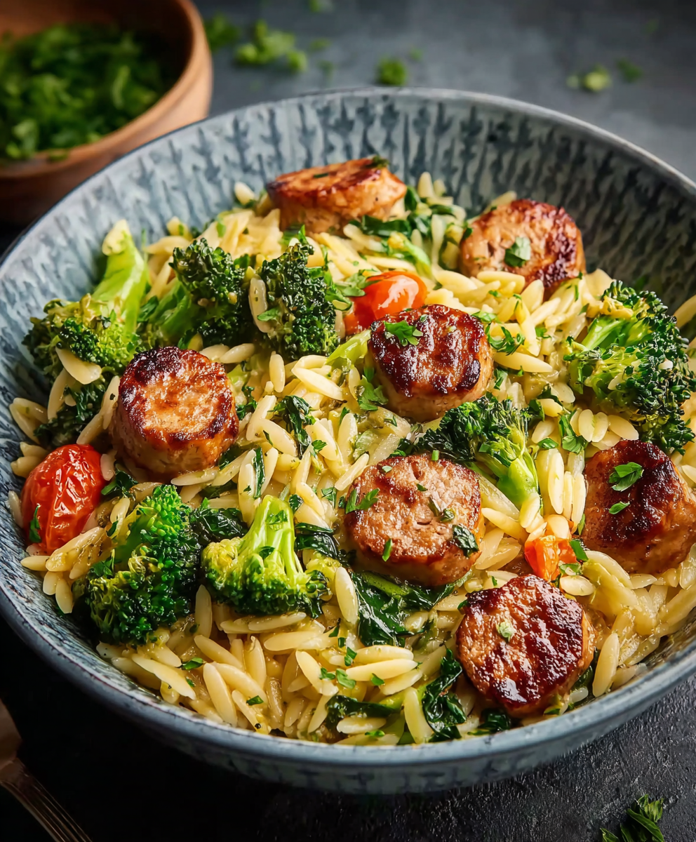 Chicken Sausage and Broccoli Orzo