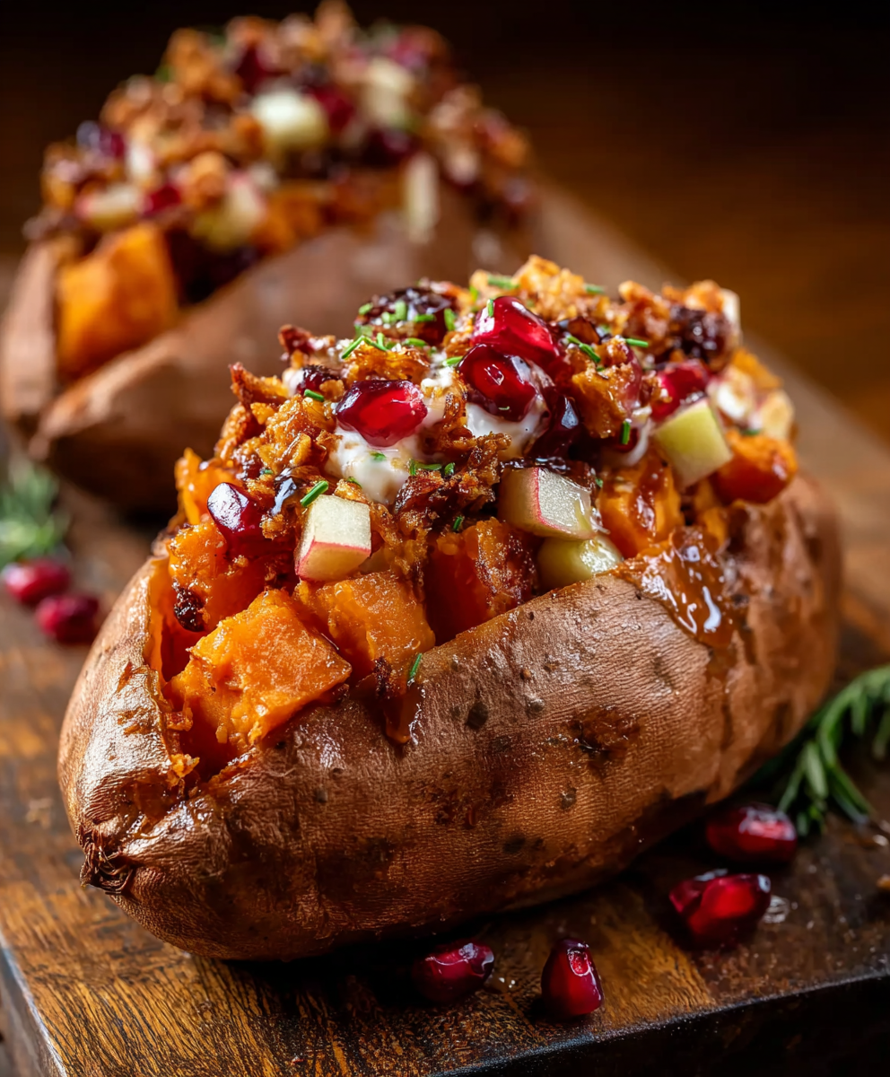 Apple Spiced Stuffed Sweet Potatoes