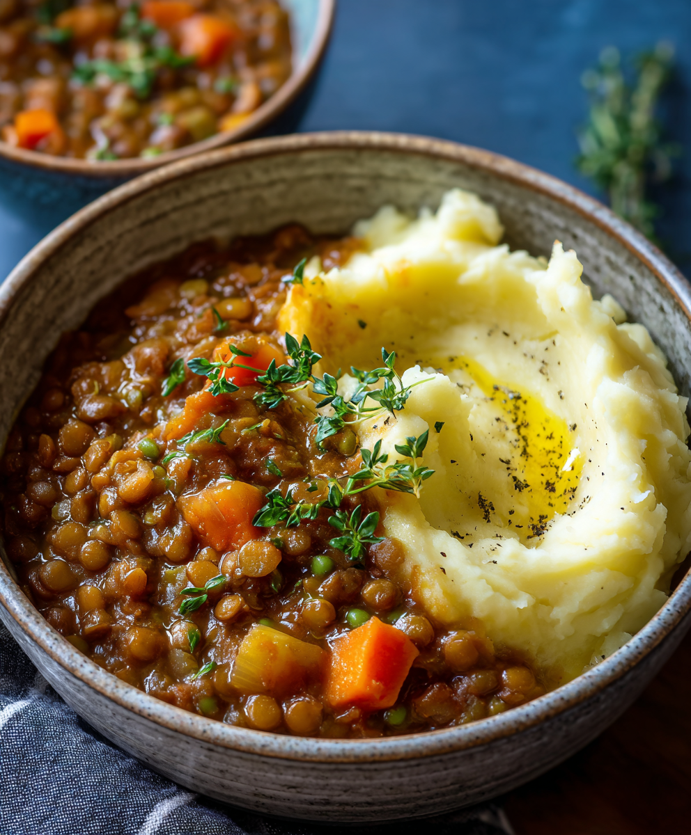 Hearty Lentil Stew with Creamy Mashed Potatoes