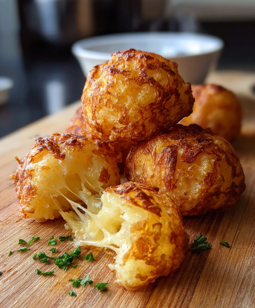 Baked golden cheese puffs fresh from oven