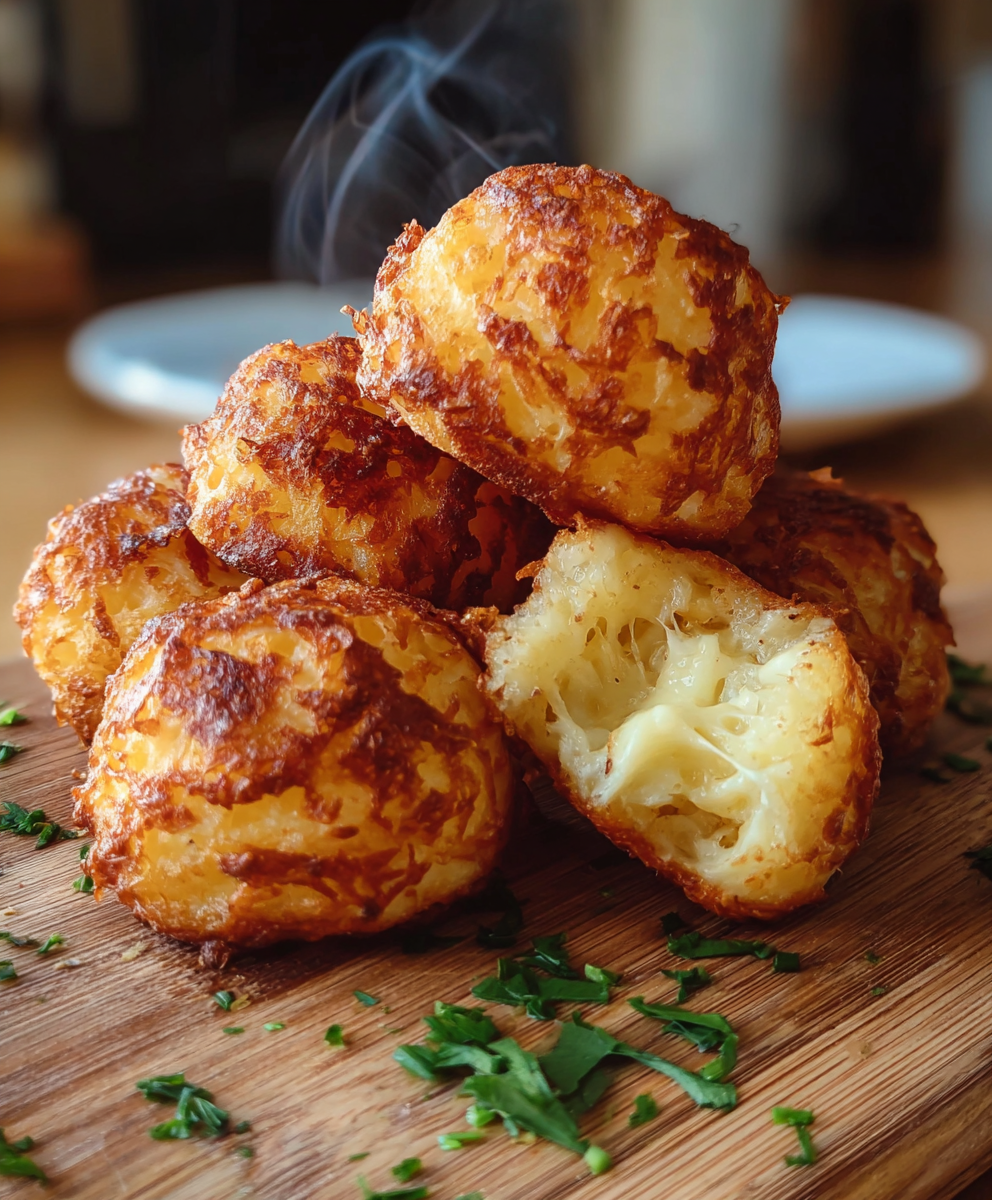 Serving platter of cheese puffs with dipping sauce