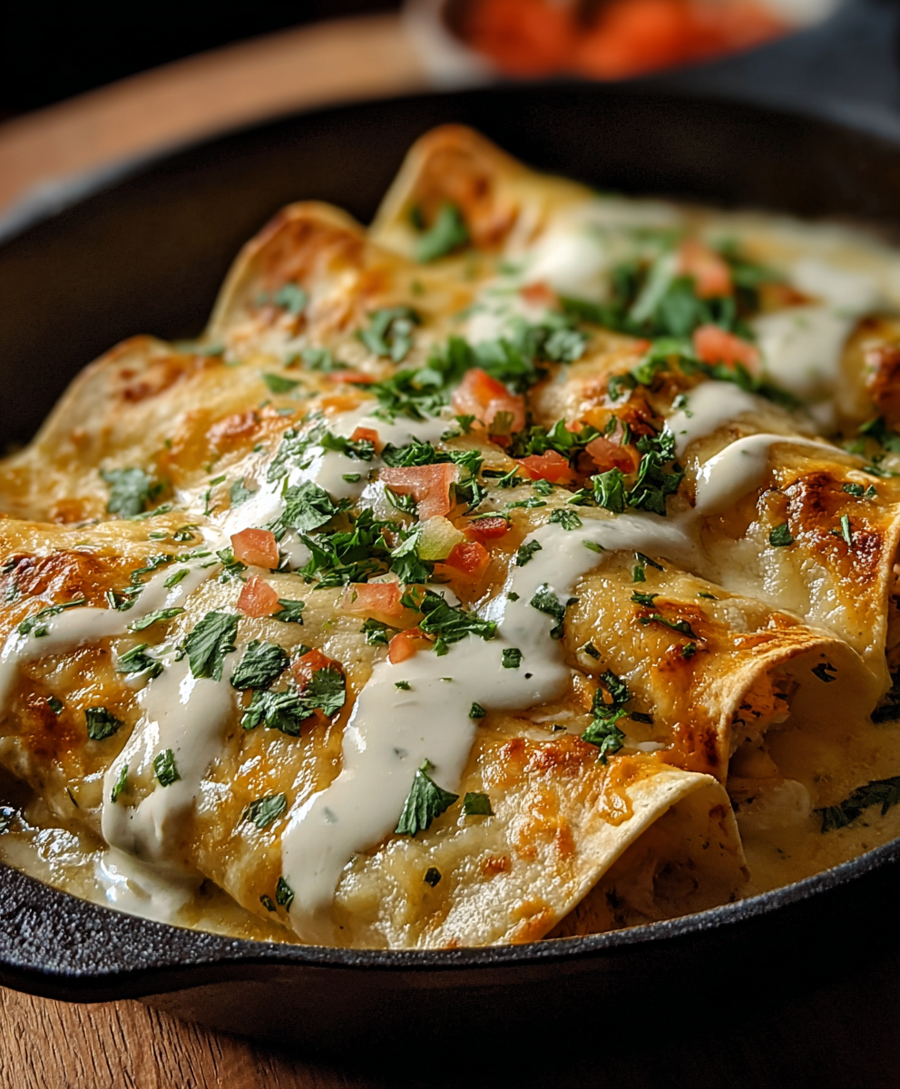 Chicken Enchiladas with Sour Cream White Sauce
