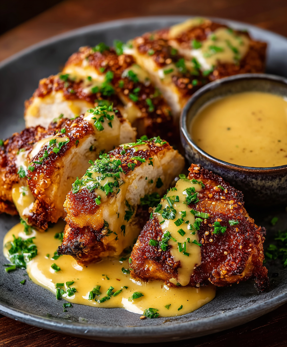 Mustard cheddar sauce in saucepan