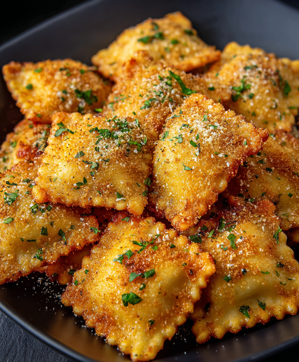 Platter of toasted ravioli with marinara