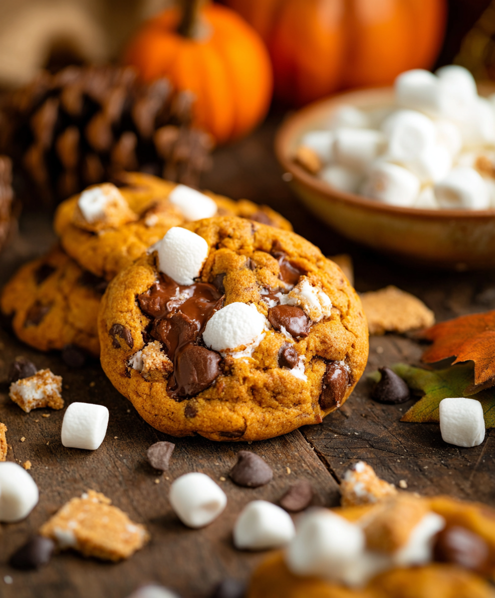 Close up of gooey marshmallow in a cookie