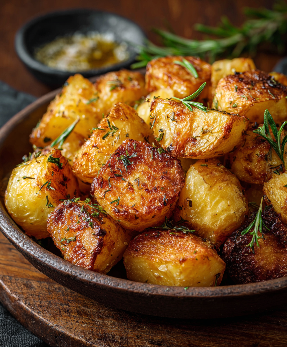 Cut potatoes in a bowl ready for parboiling