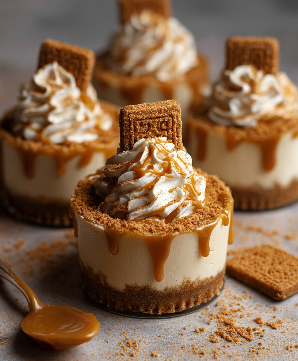 Row of Biscoff cheesecake jars