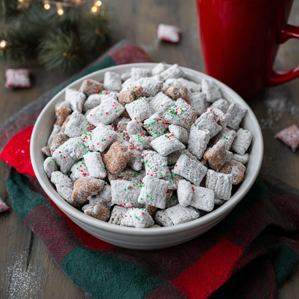 Festive sanding sugar sprinkled on finished mix