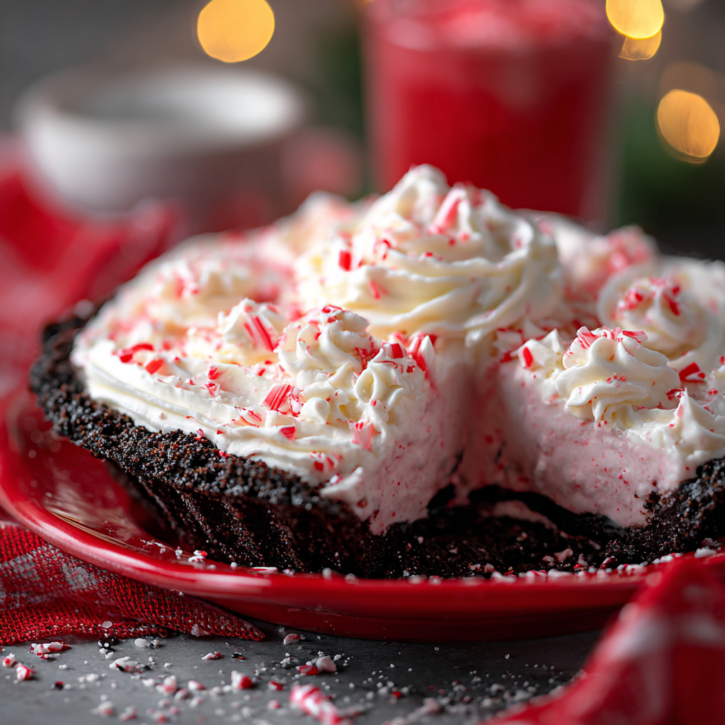 No-Bake Peppermint Pie in Oreo Crust
