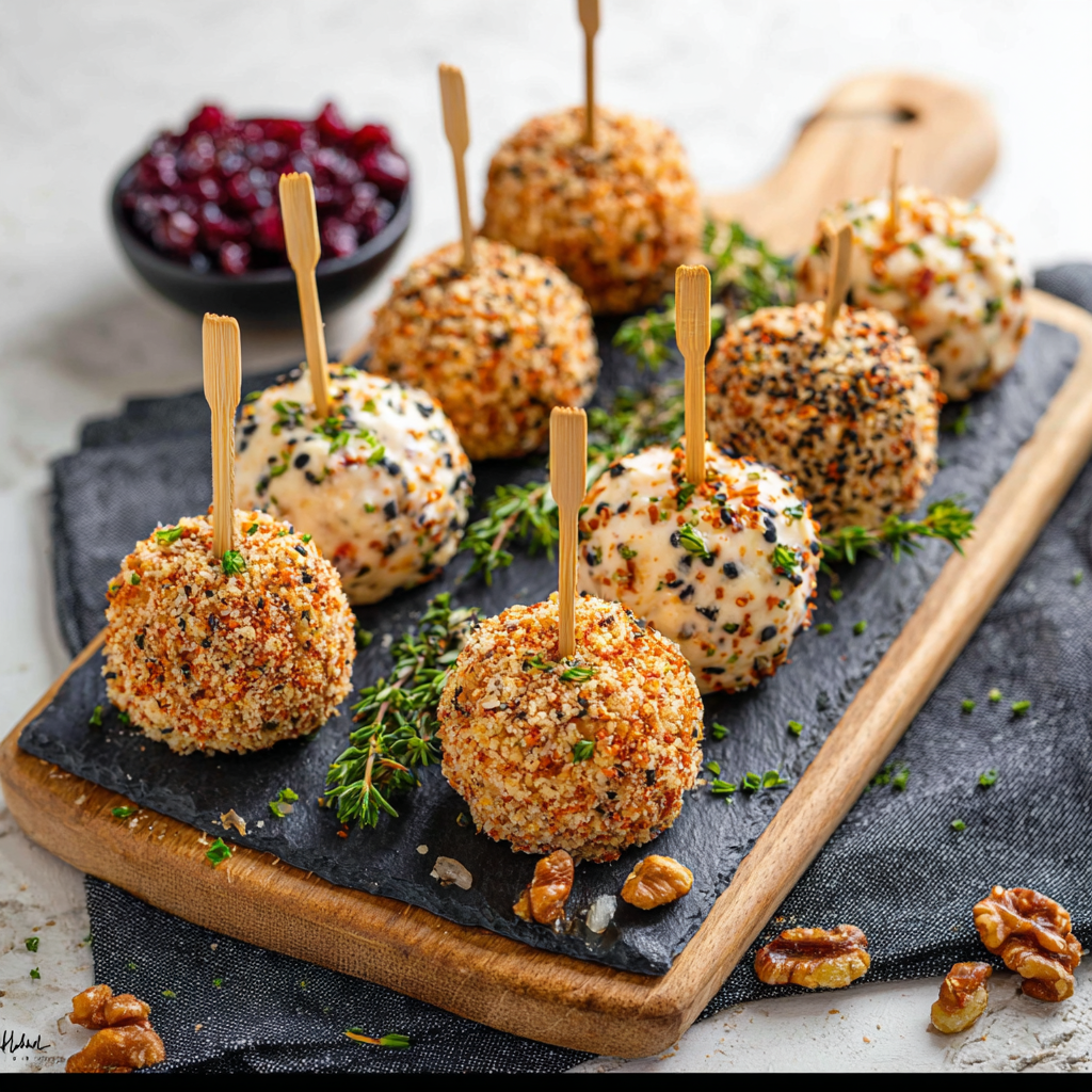 Close-up of coated mini cheese balls