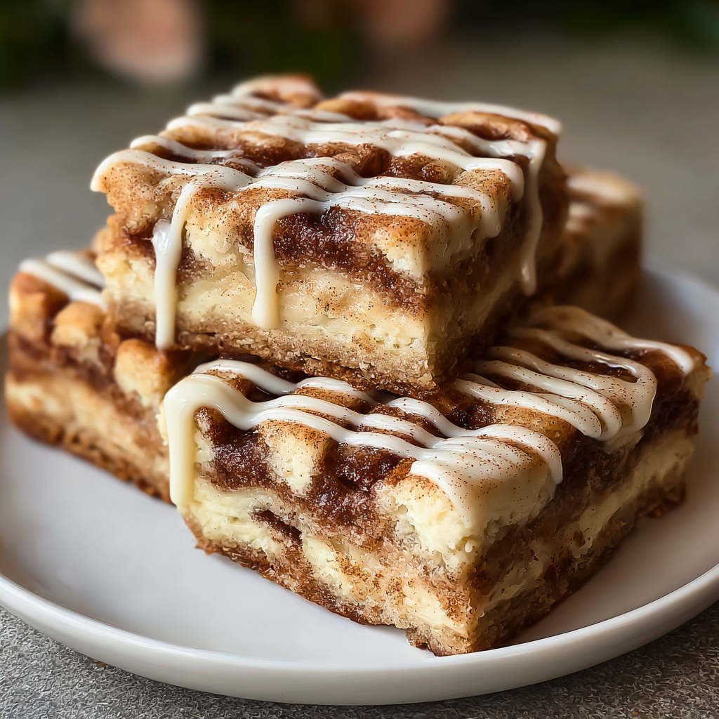 Close-up of a glazed cinnamon bar piece