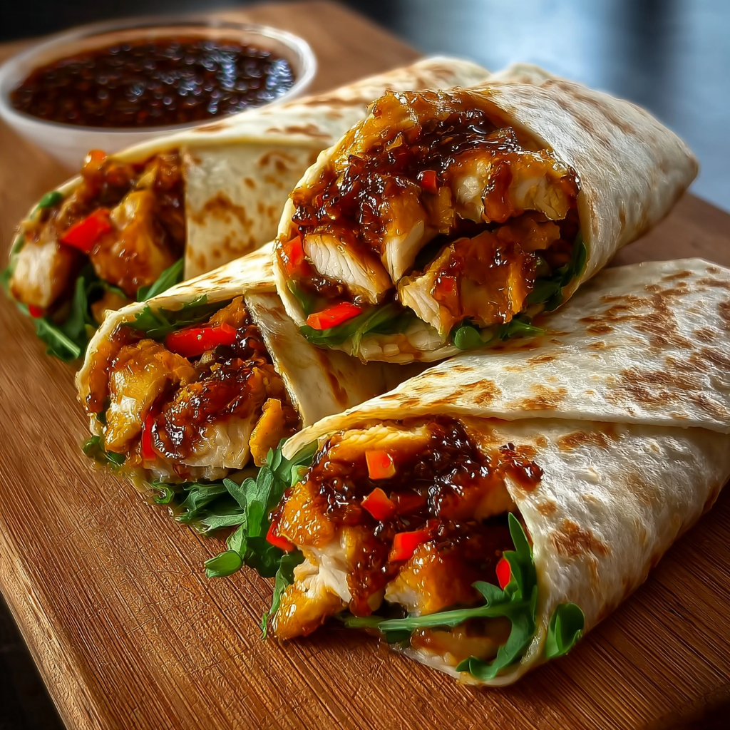 Ingredients for Sweet Chili Chicken Wraps laid out