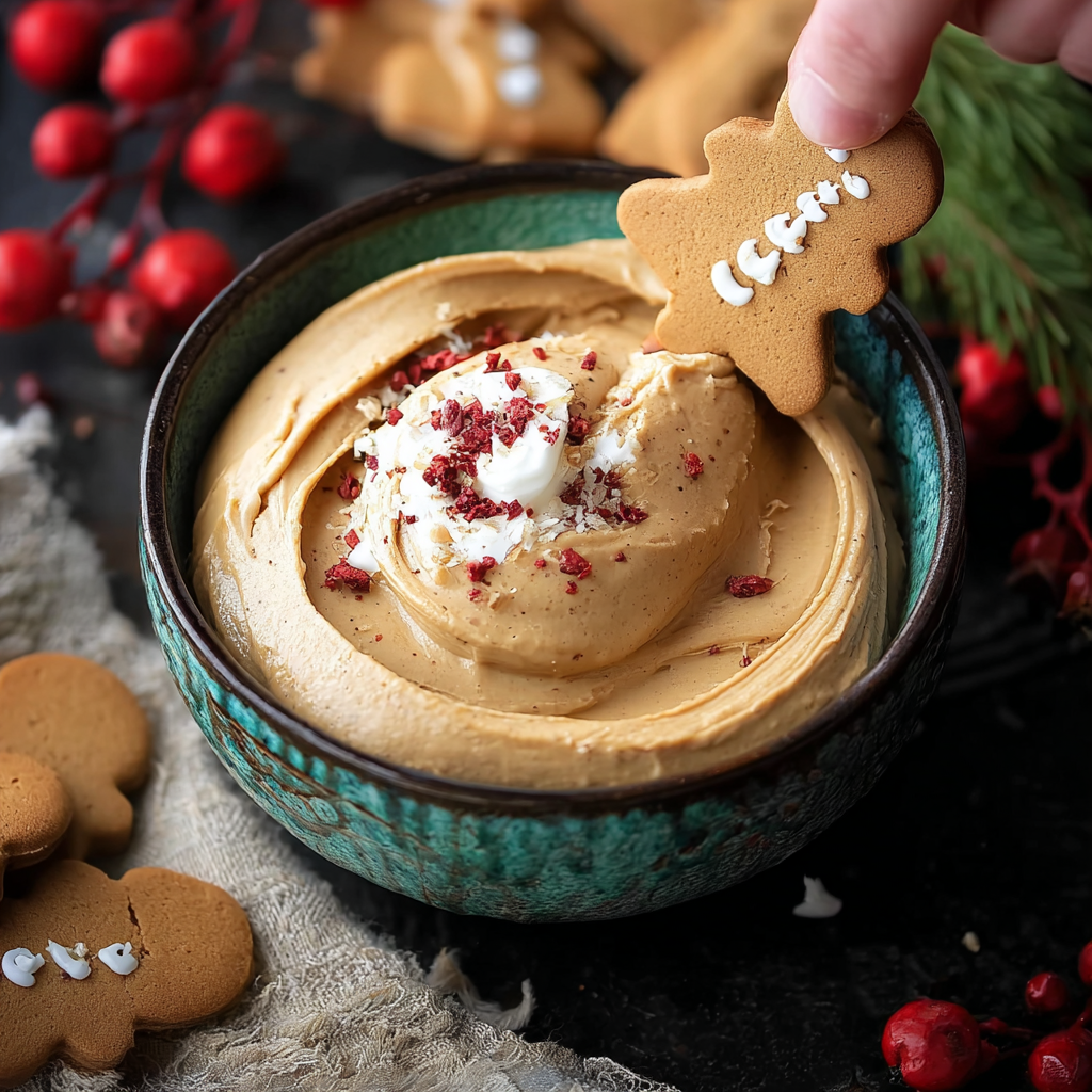 Close-up of gingerbread dip texture with a spoon
