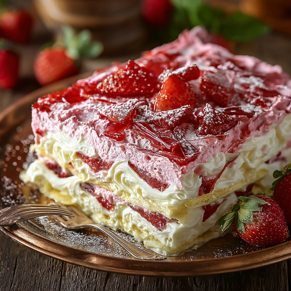 Ingredients and layers of the no bake dessert