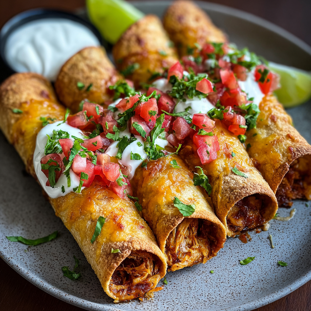 Taquitos on a baking sheet, golden and crispy