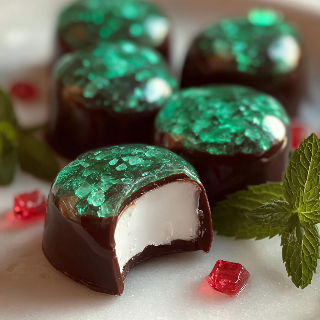 close up of dipped peppermint patty