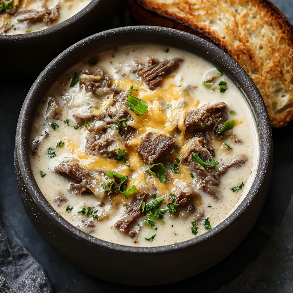 Creamy Philly Cheesesteak Soup