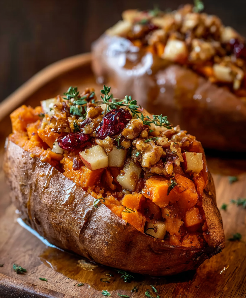 Apple Spiced Stuffed Sweet Potatoes