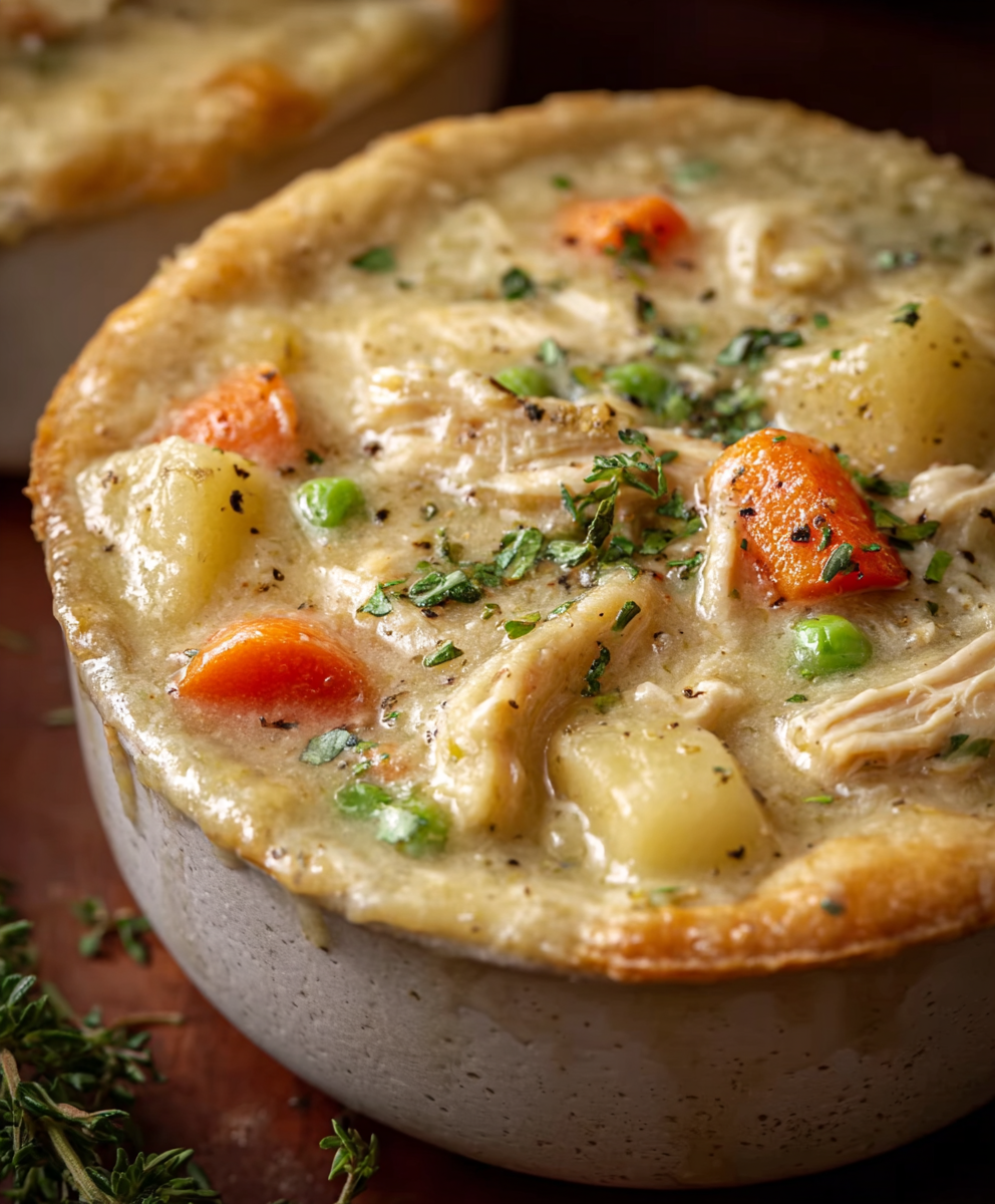High Protein Chicken Pot Pie Soup