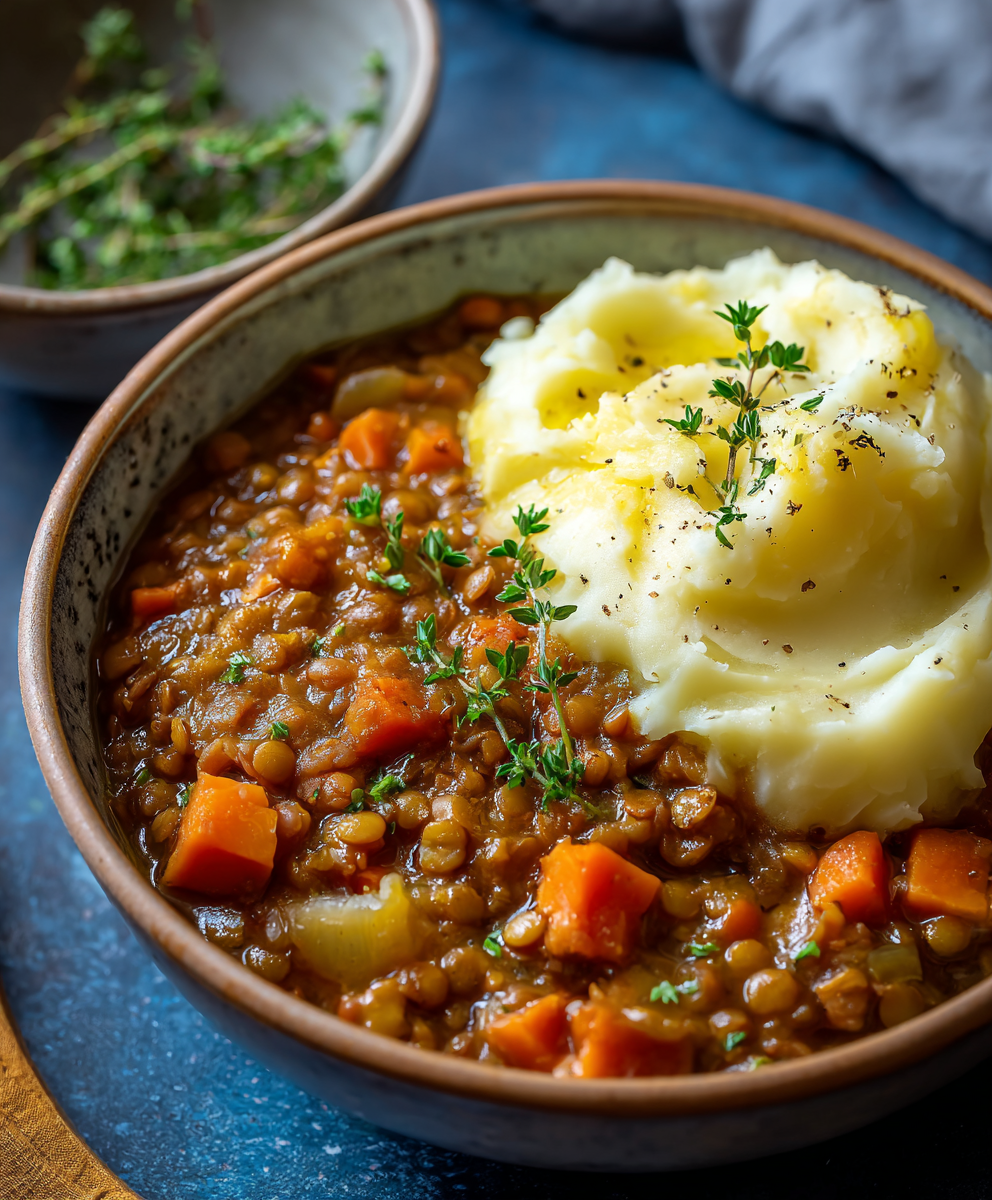 Hearty Lentil Stew with Creamy Mashed Potatoes