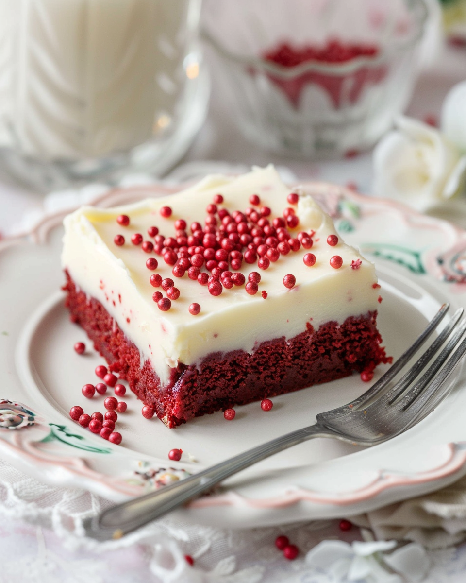 Close-up of cream cheese frosting on bar