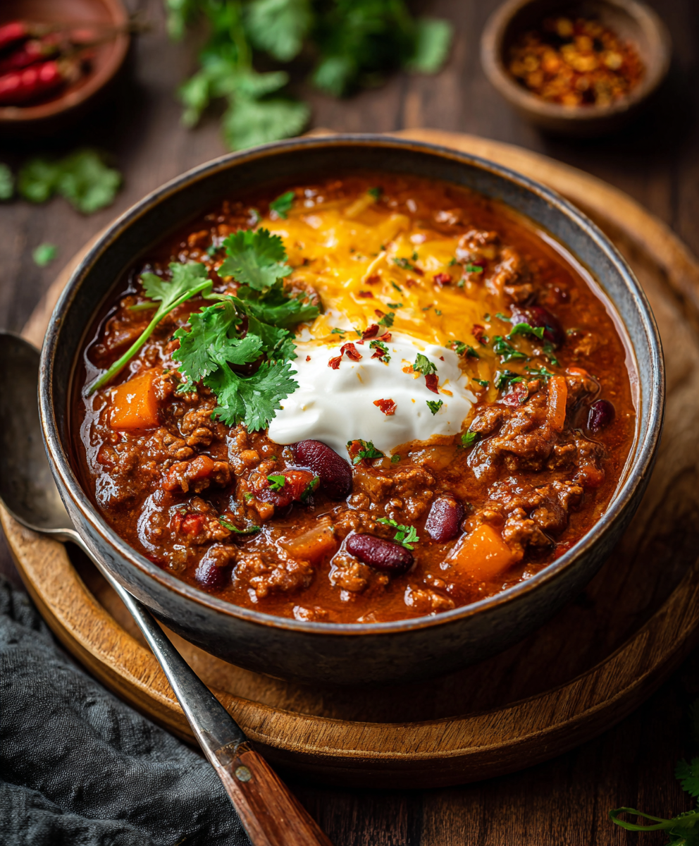 Close-up of pumpkin chili texture