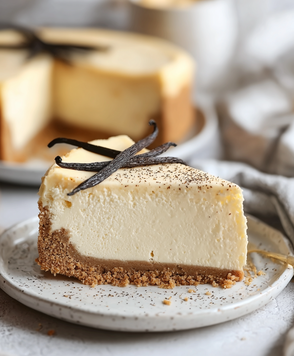 Finished cheesecake with vanilla specks