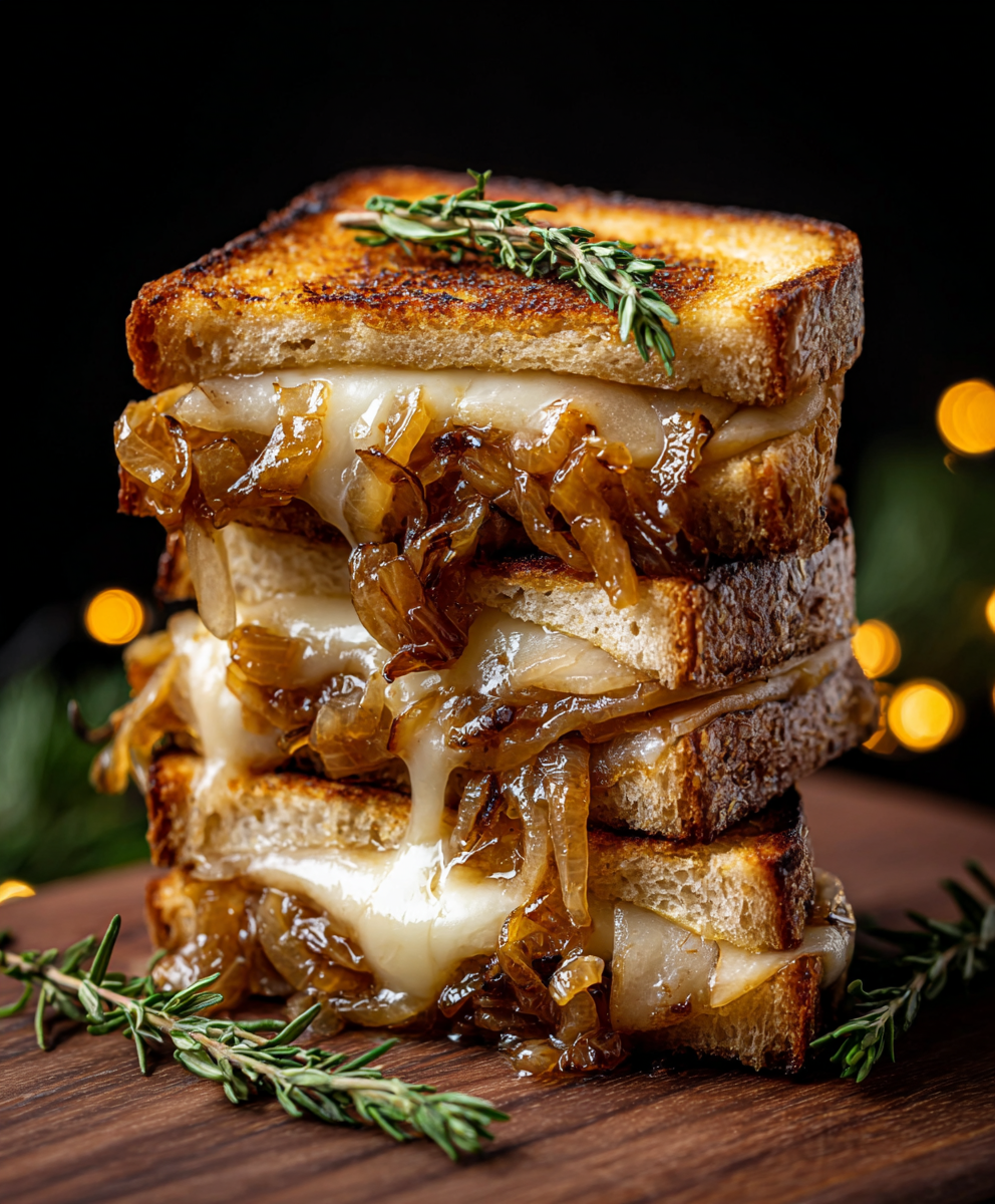 Pear & Apple Grilled Cheese With Caramelized Onions