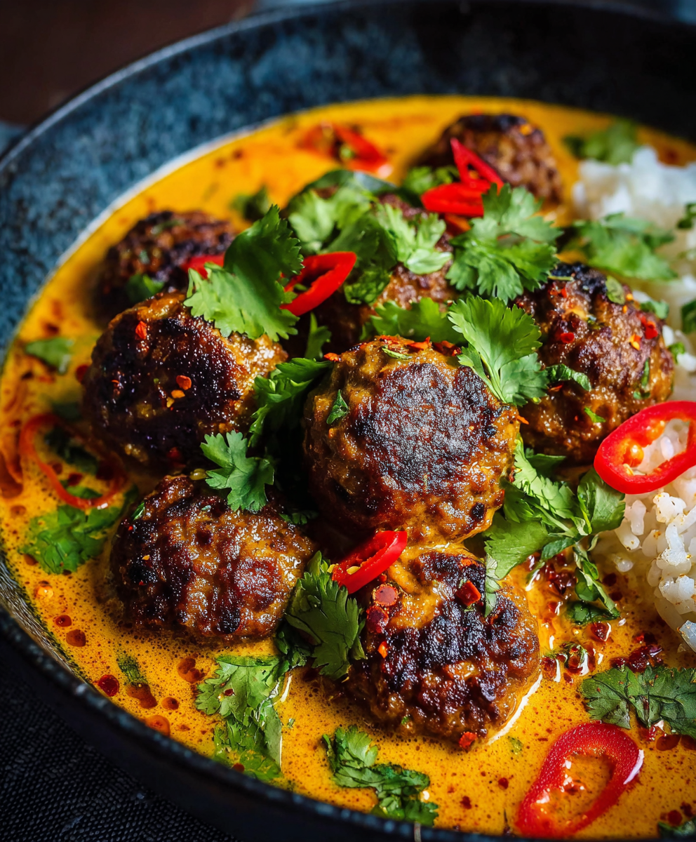 Jerk Meatballs in Coconut Curry Sauce