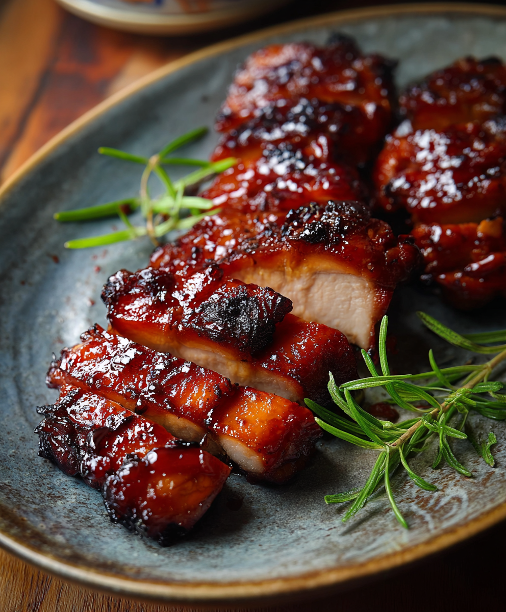 Sliced Char Siu Chicken served with rice